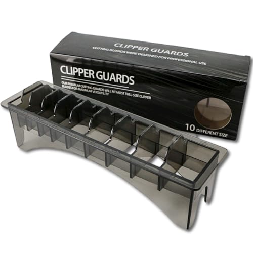 HuGuWdy 10-Grid Clipper Guard Holder – 1 x Holder, Color-Coded Guards Organizer for Clipper Guards (1/16"-1")