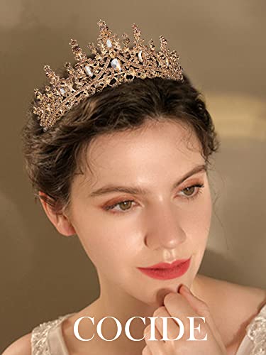 COCIDE Gold Crystal Tiara Crown for Women | Rhinestone Hair Accessory