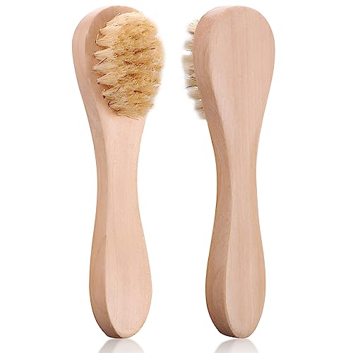 Kootinn Mini Dry Brush 2 Pack - Natural Bristle Exfoliating Facial Brush