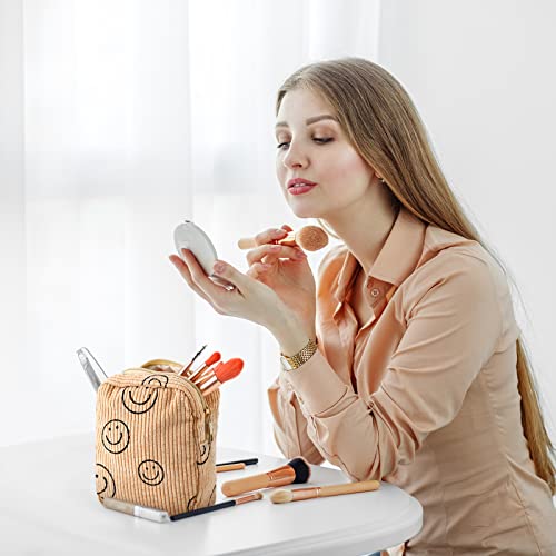 Photect 3-Piece Corduroy Makeup Bag Set in White, Gray, Yellow