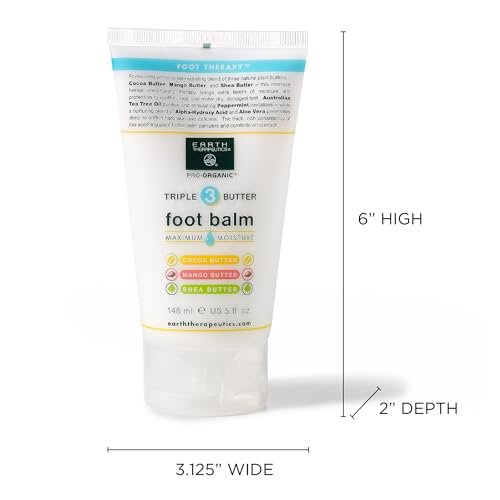 Earth Therapeutics Triple Butter Foot Balm - Moisturizing Foot Cream 5 oz