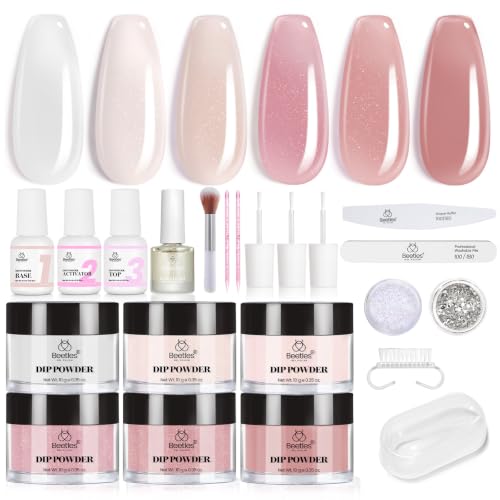 Beetles Dip Powder Nail Kit - 6 Elegant Colors, 10g Each, No Curing Needed, Long-Lasting & Chip Resistant