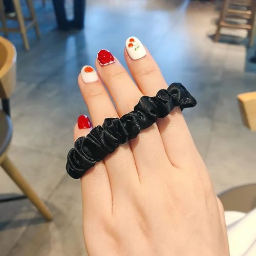 12-Pack Black Satin Hair Scrunchies for Women - Soft & Stretchy