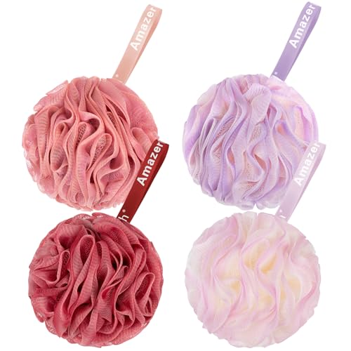 AmazerBath Exfoliating Loofah Sponge Set of 4 - Soft & Durable