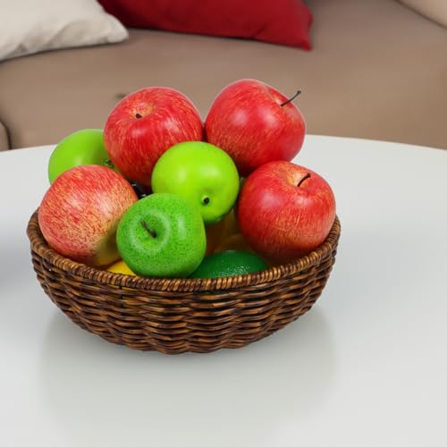 Small Woven Wicker Fruit Basket for Kitchen & Dining | Natural Brown