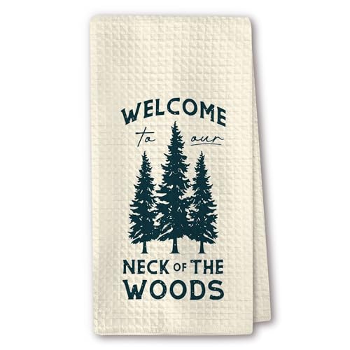 Rustic Forest Welcome Kitchen Towels - Soft Polyester Hand Towels for Cabin & Lodge Decor, 16"x24"