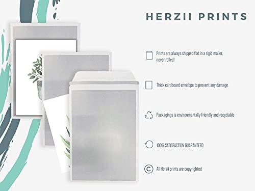 HerZii Botanical Wall Art Prints Set of 4 | 5x7 Unframed Decor