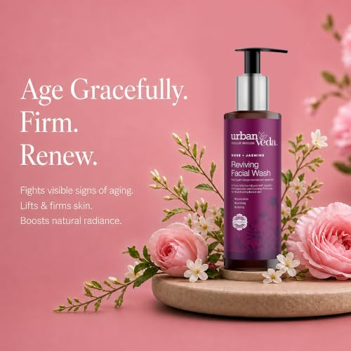 Urban Veda Rose & Jasmine Facial Wash - Hydrating Cleanser for Mature Skin - 5.1 Fl Oz