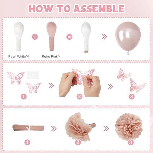 Boho Pink Birthday Decorations Kit with Balloons & Banners