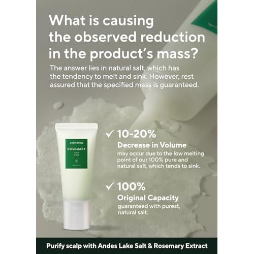 AROMATICA Rosemary Scalp Scrub 5.82oz / 165g, Scalp Treatment, Scalp Exfoliator with Salt Hair Scrub for Oily Scalp, Dandruff, Build Up Remover