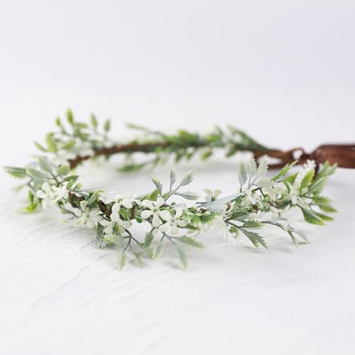 KorViSHOW Fairy Flower Crown Headband - Light Green Leaves & Floral Bridal Headpiece