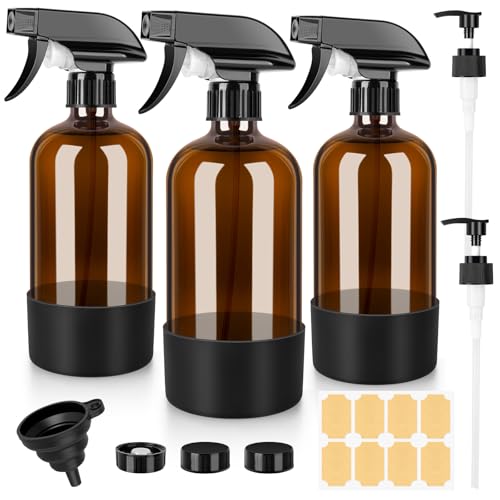 Amber Glass Spray Bottles 3 Pack | 17 oz | BELICOO