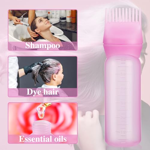 Pimoys 2-Pack 6Oz Hair Dye Applicator Bottles with Comb Tip