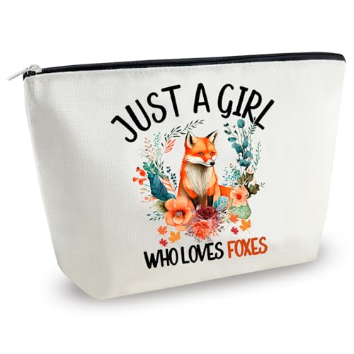 Yoxiumi White Fox Themed Gift Bag for Women - Foxes Purse & Makeup Bag