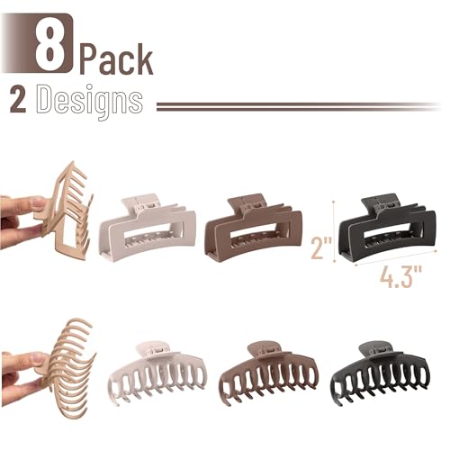 Ms. Pen Large Hair Clips for Women - 8 Pack, 4.3 Inch Claw Clips