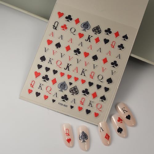 Poker Nail Stickers - 3D Playing Card Nail Art Decals