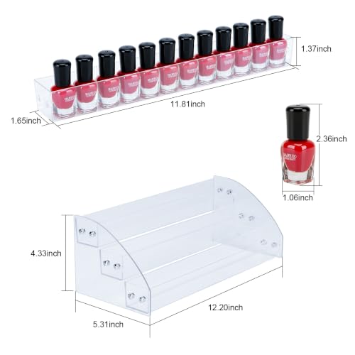 KINGROW 3-Tier Nail Polish Organizer - Clear Acrylic Desktop Rack