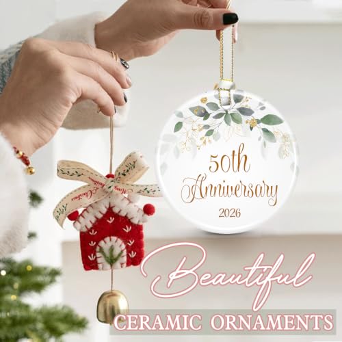 50th Wedding Anniversary Ornament - Golden Decorative Gift