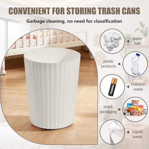 Compact 2-Gallon Trash Can - Beige Waste Bin for Home & Office
