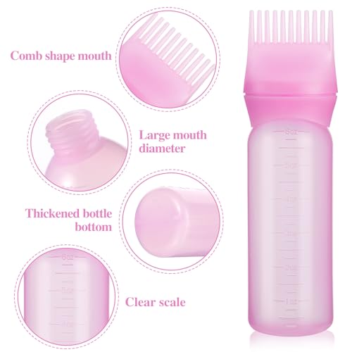 Pimoys 2-Pack 6Oz Hair Dye Applicator Bottles with Comb Tip