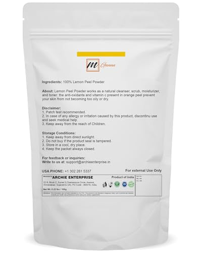 Natural Lemon Peel Powder for Skin Care & Facial Masks - 100g