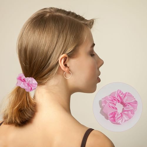 80 Pieces Pink Satin Scrunchies - Elastic Hair Ties for Women & Girls