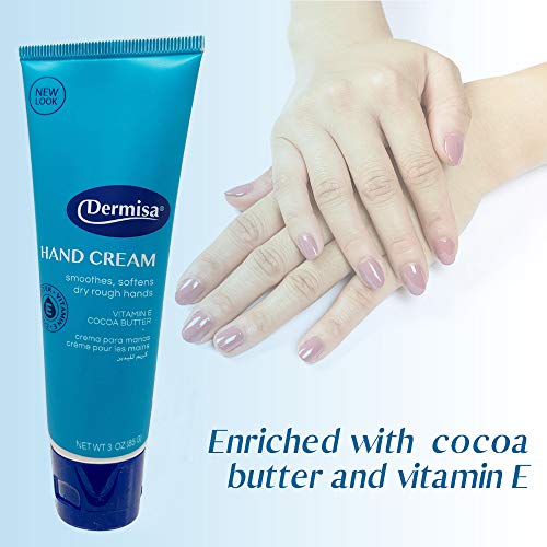 Dermisa Hand Cream with Cocoa Butter & Vitamin E - Fast-Absorbing Moisturizer, 3 Oz, Pack of 2