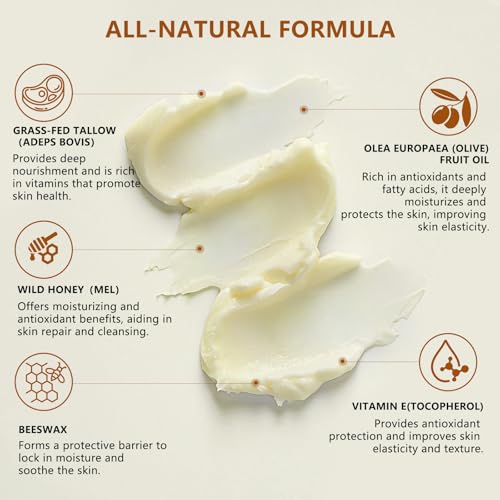 Lilei Beauty Beef Tallow & Honey Balm 4.06oz Face & Body Moisturizer - Natural Skincare