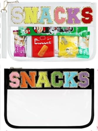 2 Pack Chenille Letter Clear Pouch - Waterproof Toiletry & Snack Bag