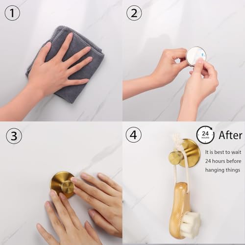 Self-Adhesive Bath Towel Hooks - 4 Pack Gold Stainless Steel