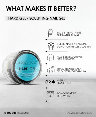 Legacy Nails Hard Builder Gel - Professional Sculpting Gel, Light Blush