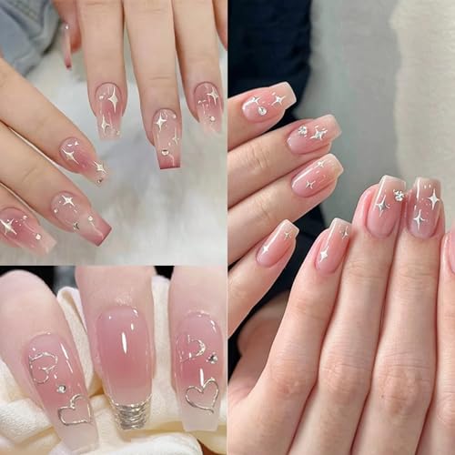 7 Sheets Metallic Silver Nail Stickers – 3D Star & Butterfly Designs