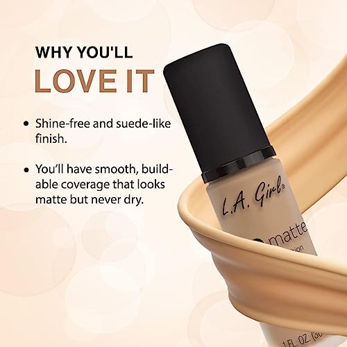 L.A. Girl PRO.Matte Foundation in Bisque GLM672 - Long-Lasting, Buildable Coverage
