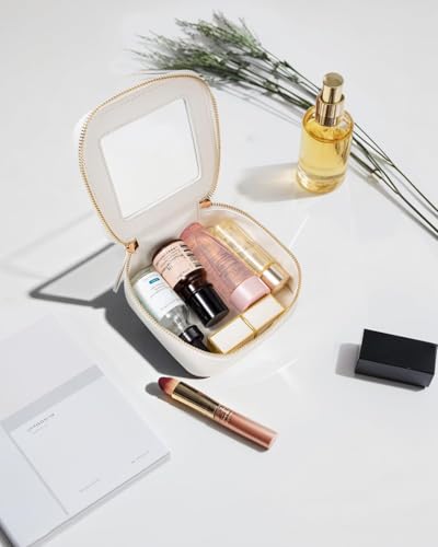 FFpaw Mini White Travel Clear Makeup Bag Set TSA Approved Cosmetic Organizer
