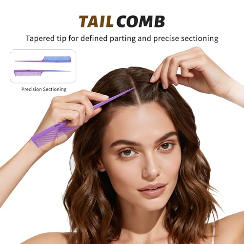 BALON 4-Piece Detangling Hair Brush Set - Purple Paddle Brush for All Hair Types