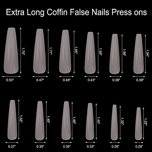 LuckForever Extra Long Coffin Nail Set XL Ballerina 120pc ABS Press On Nails