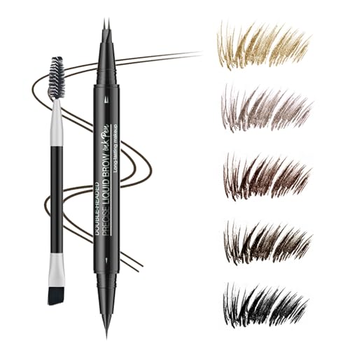 Dual-Ended Eyebrow Pen with Micro Fork-Tip & Brush - 5 Shades