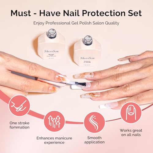 MelodySusie 2-Pack Clear Builder Gel & Top Coat Set 15ML for Nails, UV/LED Curing, Long-Lasting Shine