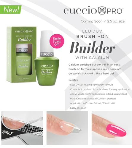 Cuccio Brush-On Builder Gel, Clear, 0.44 Fl Oz - LED/UV Soak-Off Nail Polish