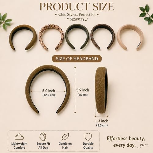 5-Piece Wide Knit Headband Set for Women - Soft & Non-Slip Hair Accessories