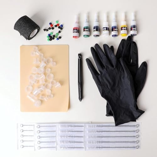 Solong Professional Hand Poke Tattoo Kit GK802TN01-1-US with Ink Needles Gloves