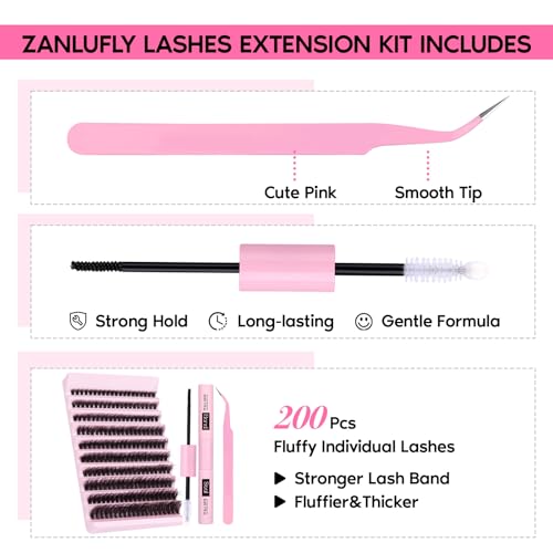 Fluffy Volume Lashes Extension Kit - 20MM Mink Cluster Lashes