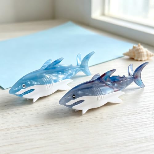 2 Pack Shark Hair Clips for Women & Girls, Ocean Sea Animal Hair Accessories