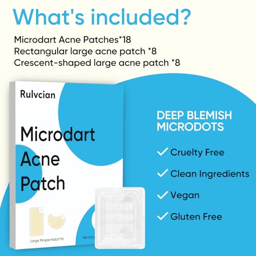 Rulvcian Microdart Acne Patches - 18 Count & Large 16 Count Pack