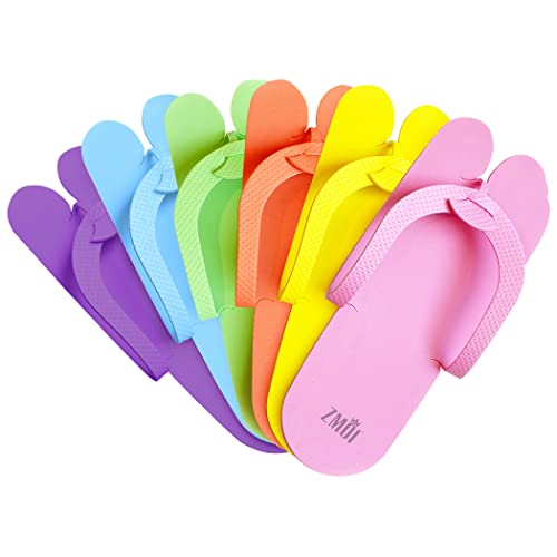 ZMOI 12 Pairs Disposable Pedicure Slippers - Anti-Slip EVA Foam Flip Flops for Spa & Nail Salon - Comfortable & Safe - One Size Fits All - Fun Colors