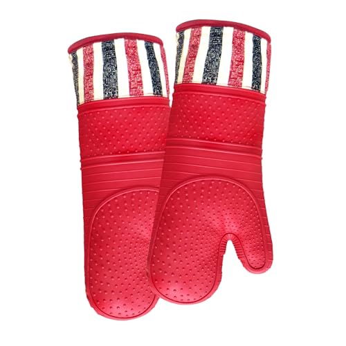 Heat Resistant Silicone Oven Mitts - Extra Long 15" for Cooking & Grilling