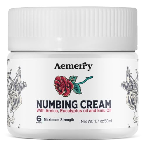 Tattoo Numbing CreamMaximum Strength: Numbing Cream for Tattoos, Extra Strength Numbing Cream - Up to 6 Hours Numbness for Multi-Purpose Use (White, 1.7 Ounce (Pack of 1))