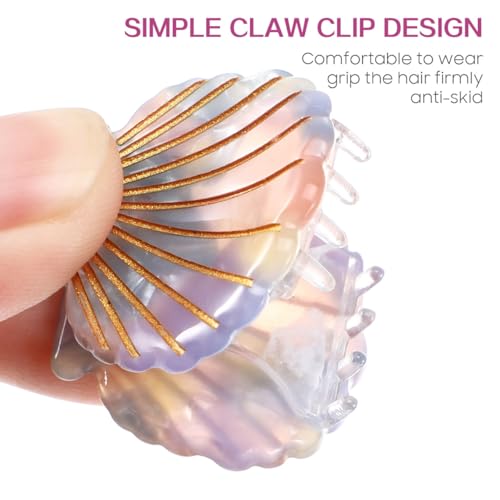 Lurrose Mini Seashell Hair Claw Clips - 4 Pack Small Beach Hair Accessories