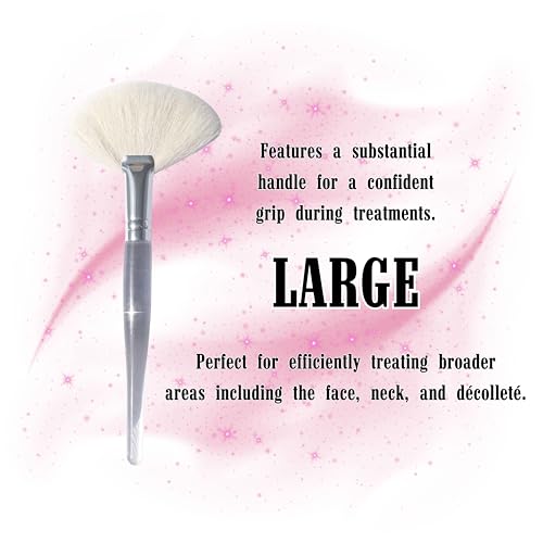 Natural Fluffy White Goat Hair Soft Fan Brush for Skincare & Esthetician — Large