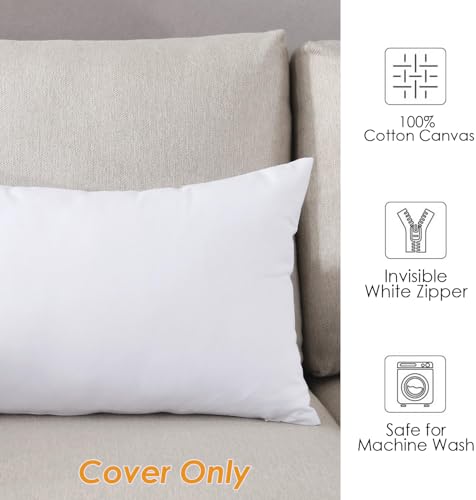 TAOSON Set of 2 Cotton Canvas Throw Pillow Covers - 9x18 Inches